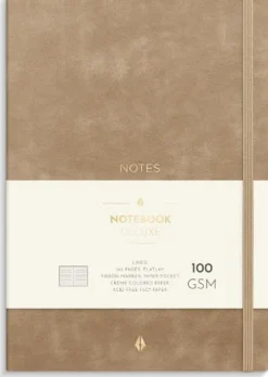 Ant.bok BURDE Deluxe A5 linj smooth beig