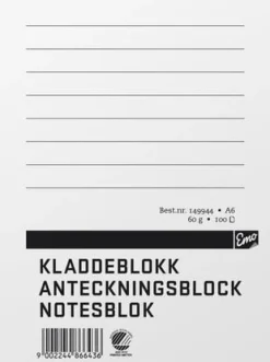 Anteckningsblock A6 100 blad TF linjerat