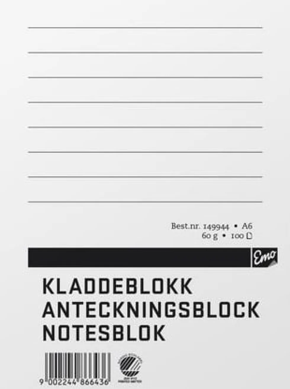 Anteckningsblock A6 100 blad TF linjerat