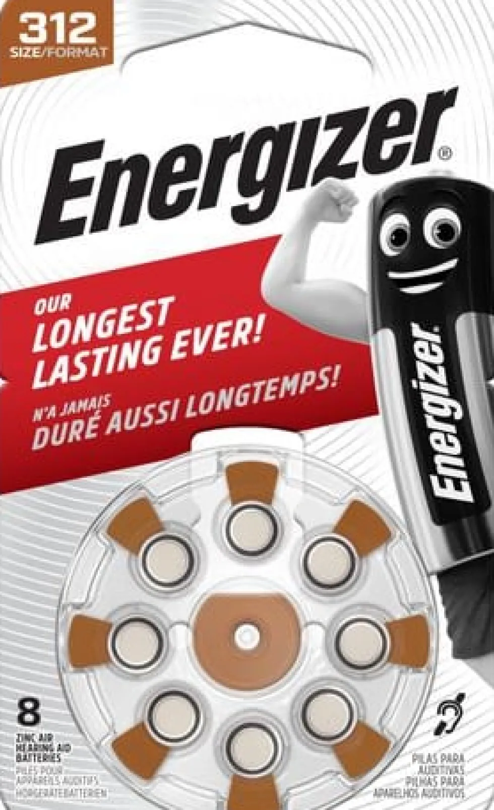 Batteri Energizer Hörsel 312 Brun, 8/fp