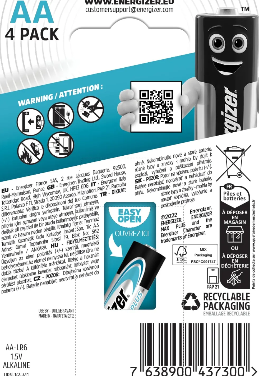 Batteri ENERGIZER Max Plus AA 4/fp