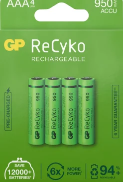 Batteri Laddbar GP Recyko 950 AAA 4/fp