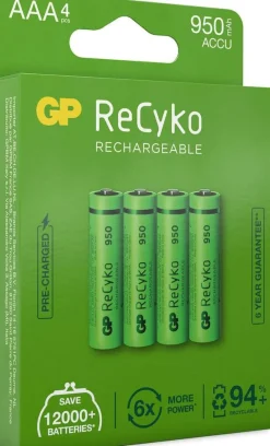 Batteri Laddbar GP Recyko 950 AAA 4/fp