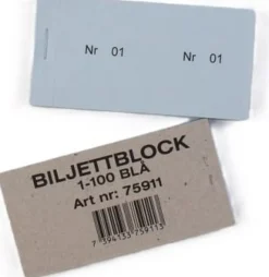 Biljettblock 1-100 blå