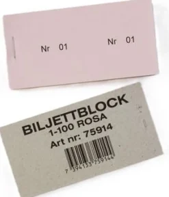 Biljettblock 1-100 rosa