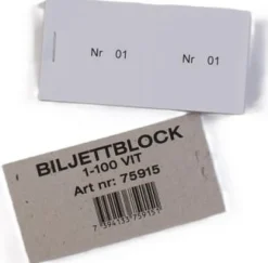 Biljettblock 1-100 vit