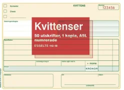 Blankett kvittens numrerad A5L 2x50 blad