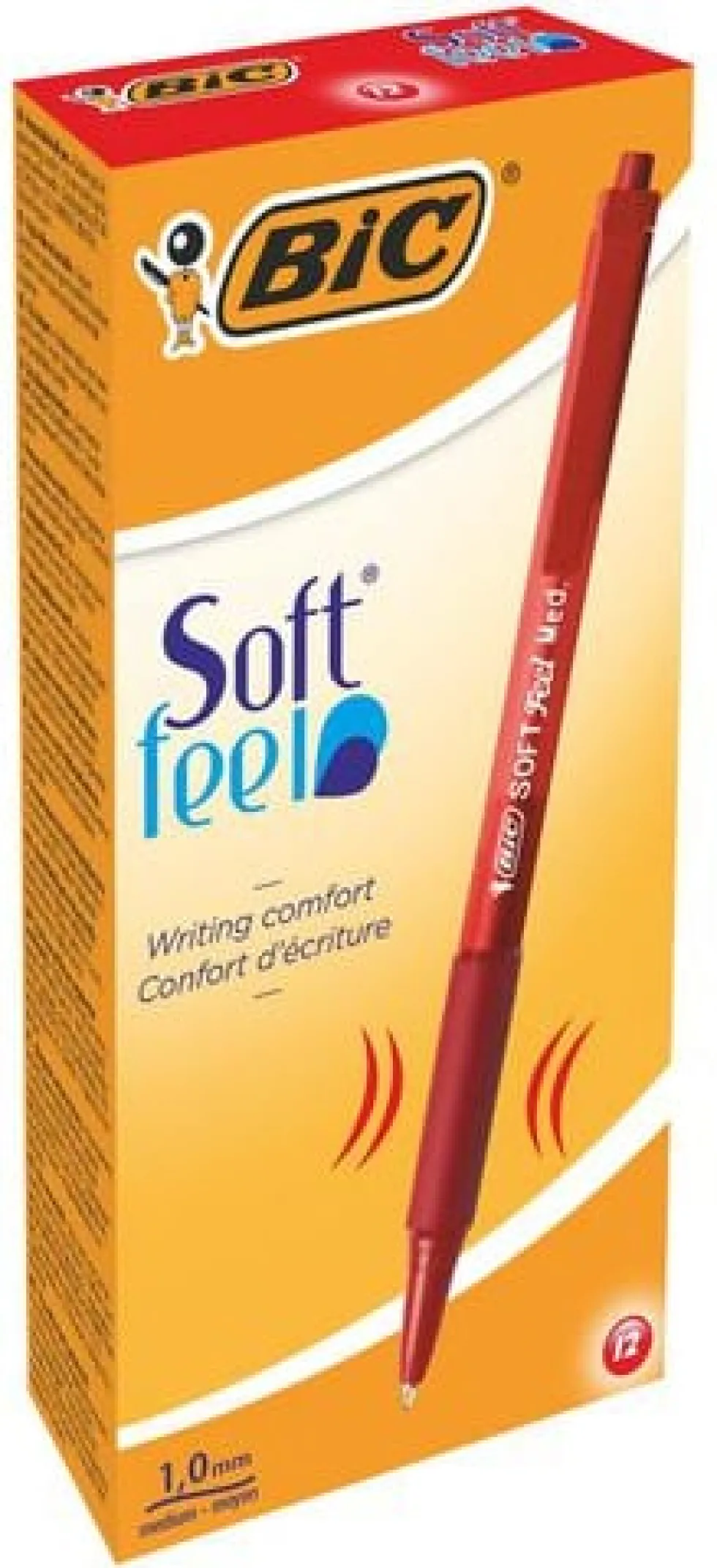 Bläckkulpenna BIC Soft Feel Clic Medium Röd, 12st