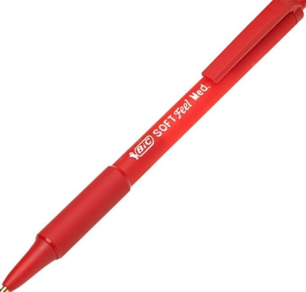 Bläckkulpenna BIC Soft Feel Clic Medium Röd, 12st