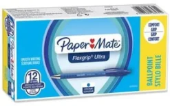 Bläckkulpenna PAPERMATE Flexgrip Clic Medium Blå, 1.0mm, 12st