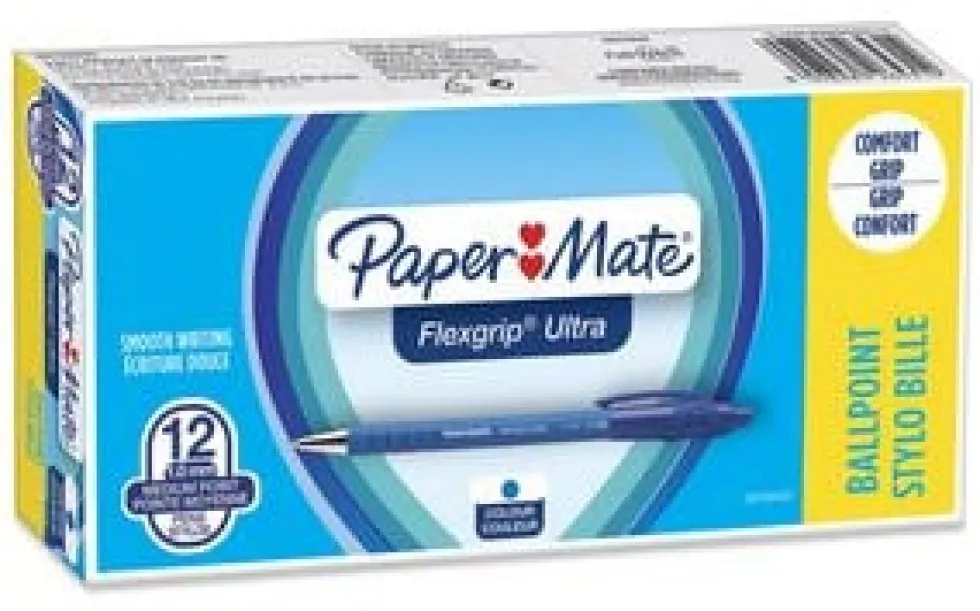 Bläckkulpenna PAPERMATE Flexgrip Clic Medium Blå, 1.0mm, 12st