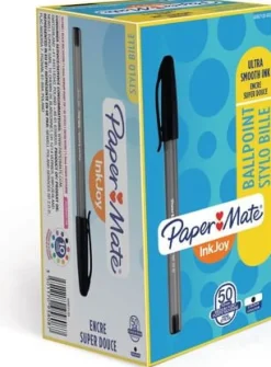 Bläckkulpenna PAPERMATE InkJoy 100 Cap Fine Svart, 0.8mm, 50st
