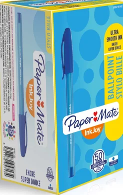 Bläckkulpenna PAPERMATE InkJoy 100 Cap Fine Blå, 0.8mm, 50st
