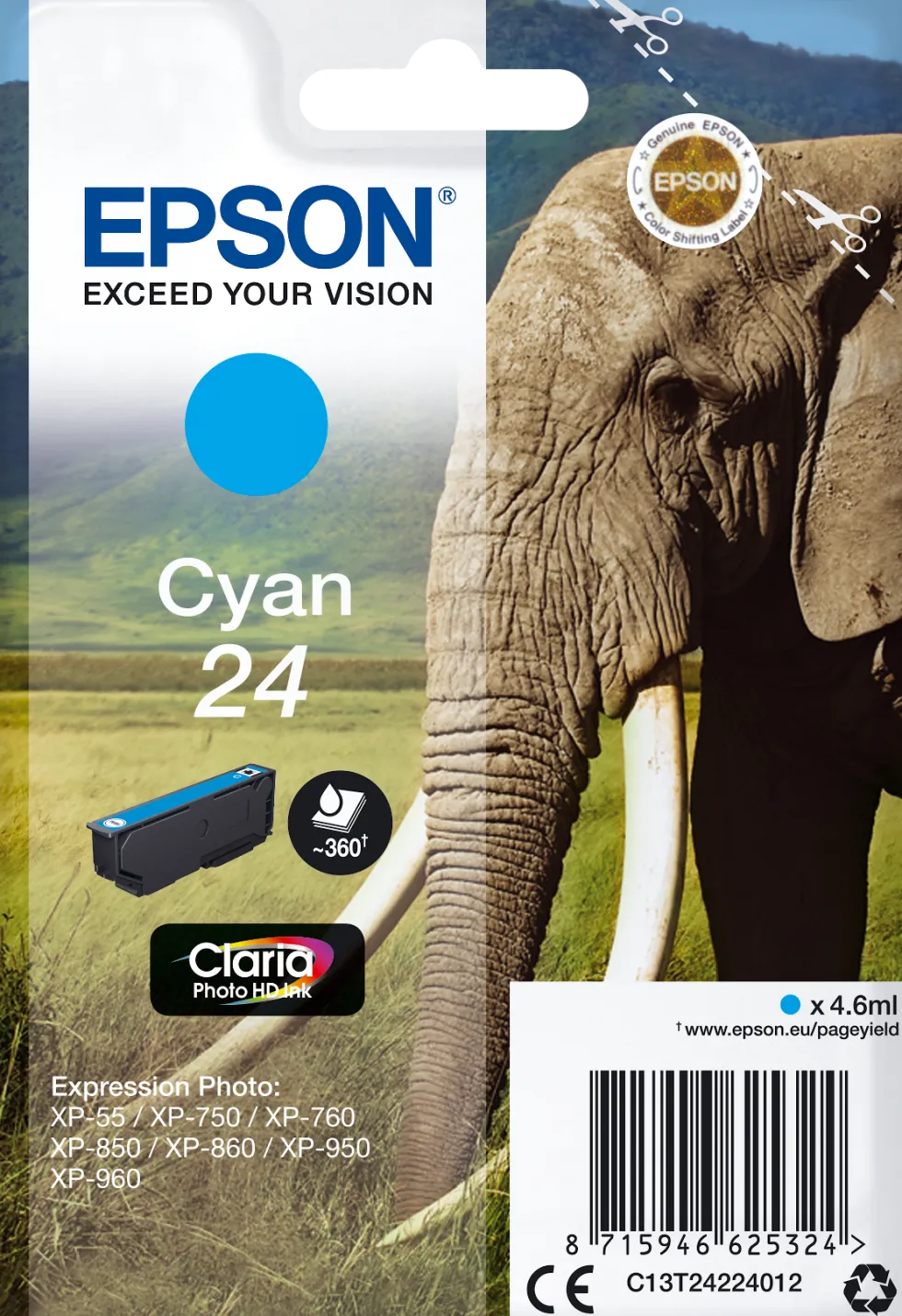 Bläckpatron EPSON C13T24224012 Cyan