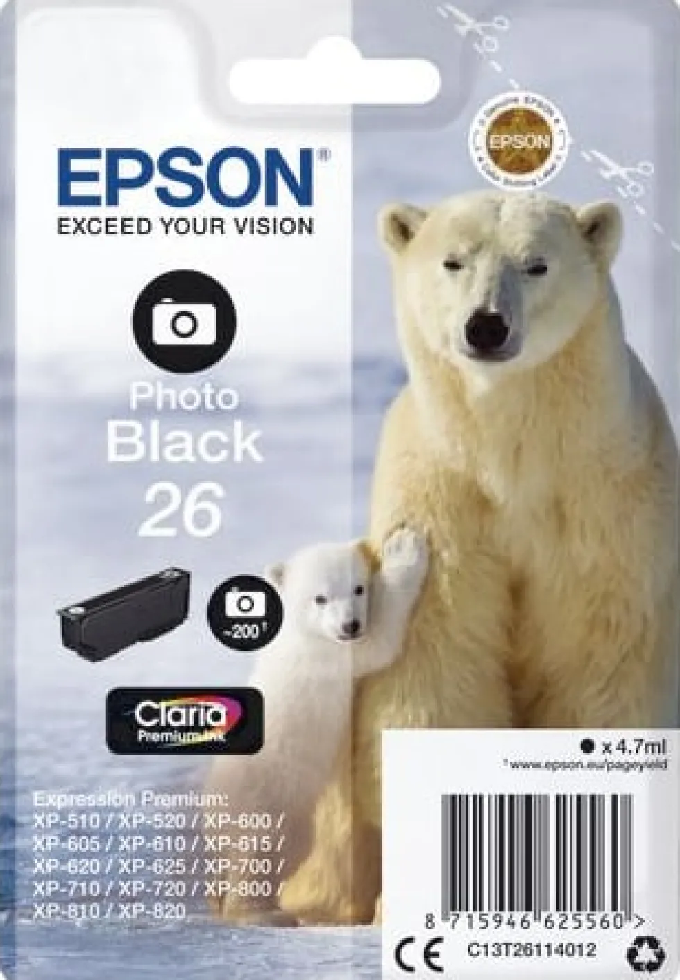 Bläckpatron EPSON C13T26114012 fotoSvart