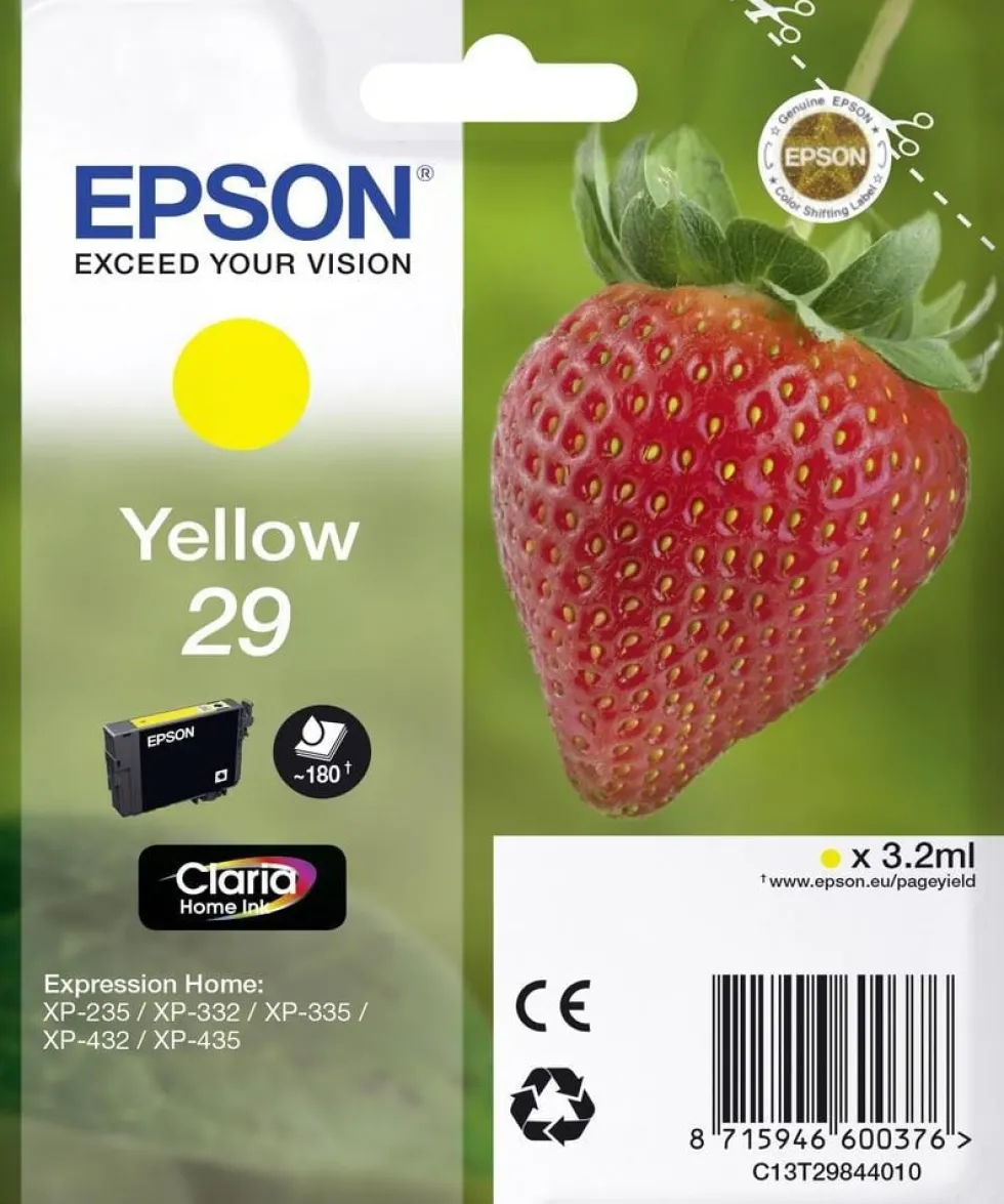 Bläckpatron EPSON C13T29844012 gul