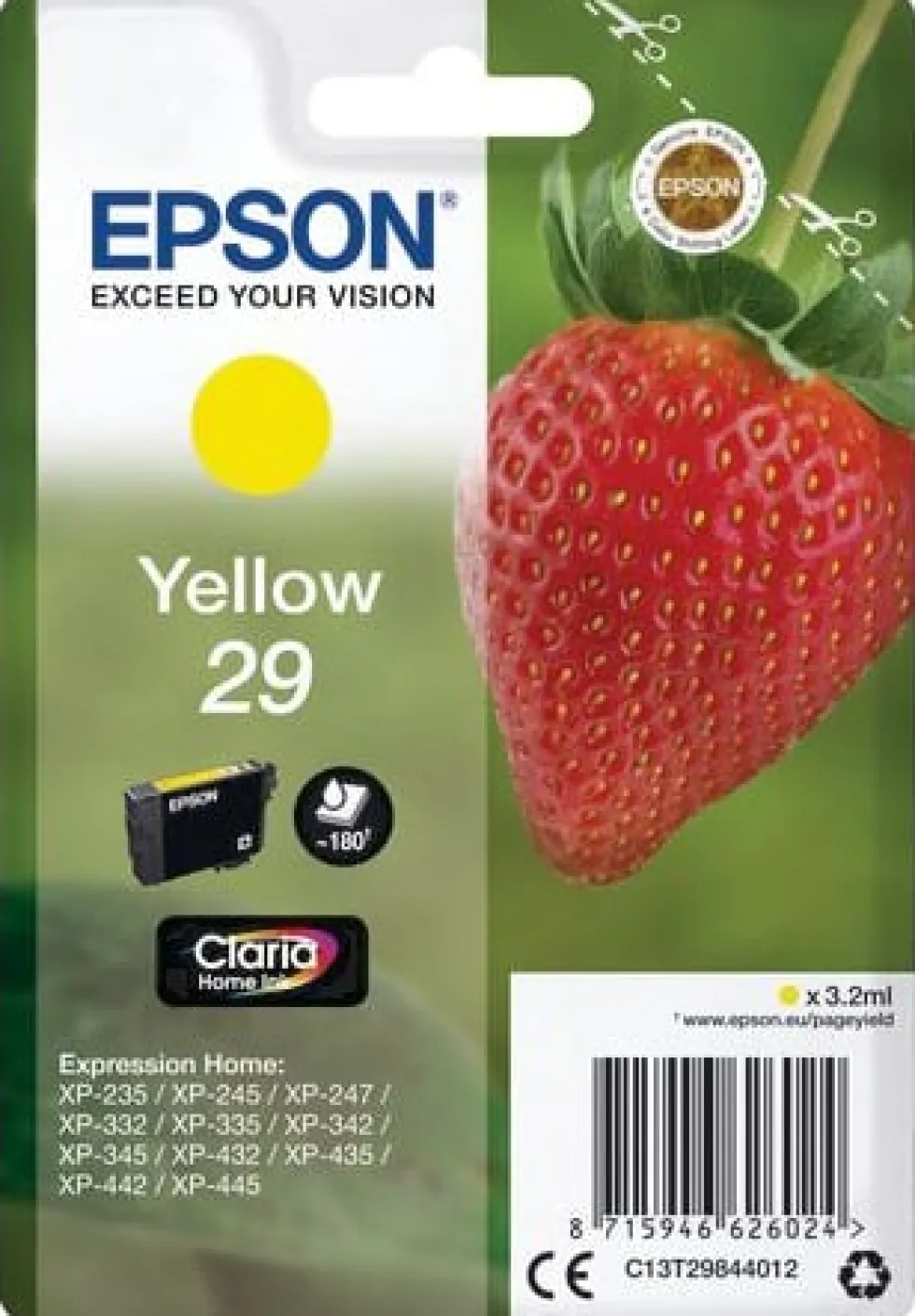 Bläckpatron EPSON C13T29844012 gul
