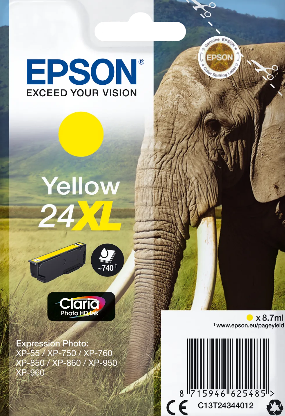 Bläckpatron EPSON C13T24344012 Gul