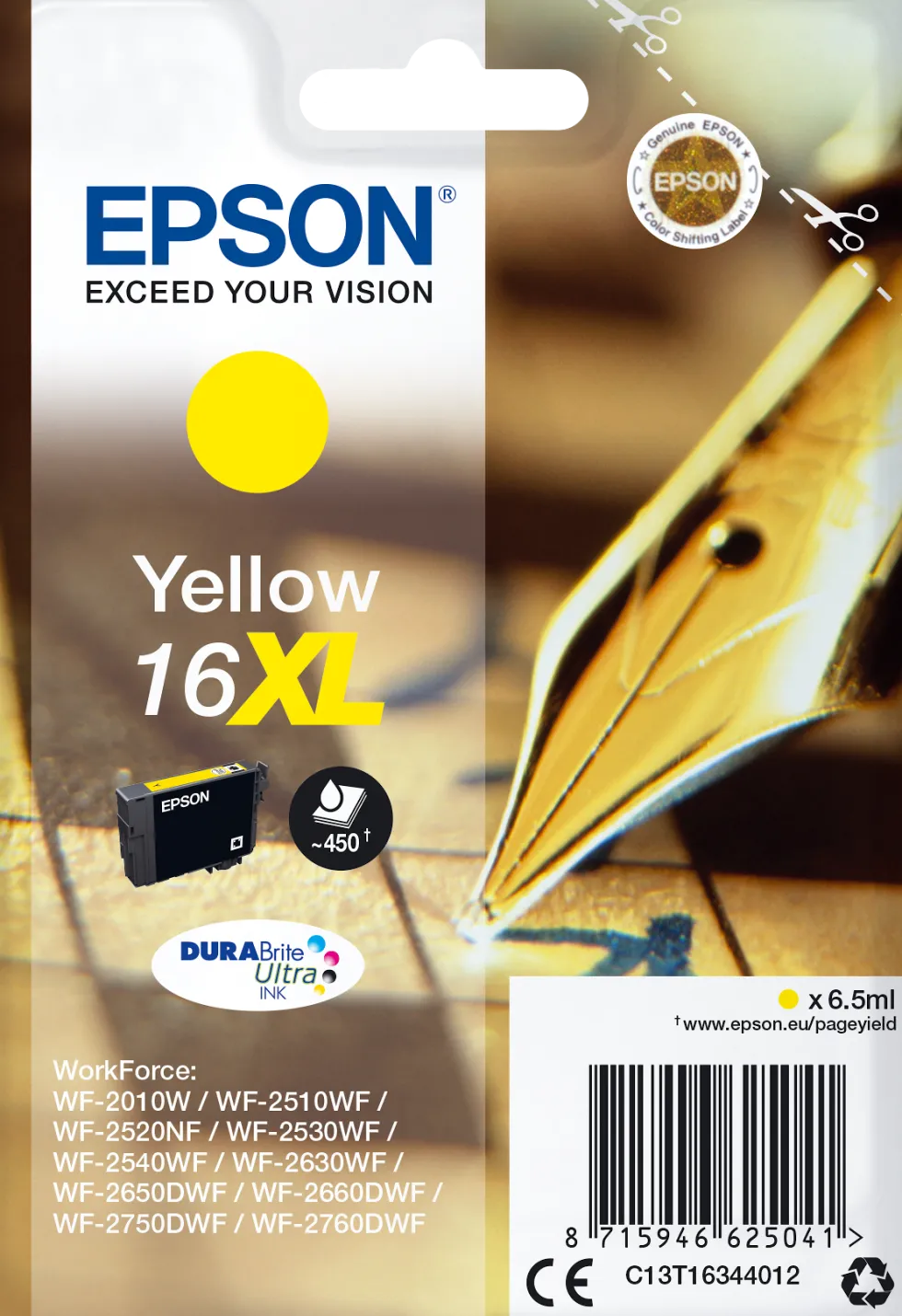 Bläckpatron EPSON C13T16344012 Gul