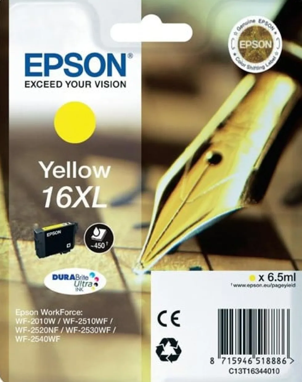 Bläckpatron EPSON C13T16344012 Gul