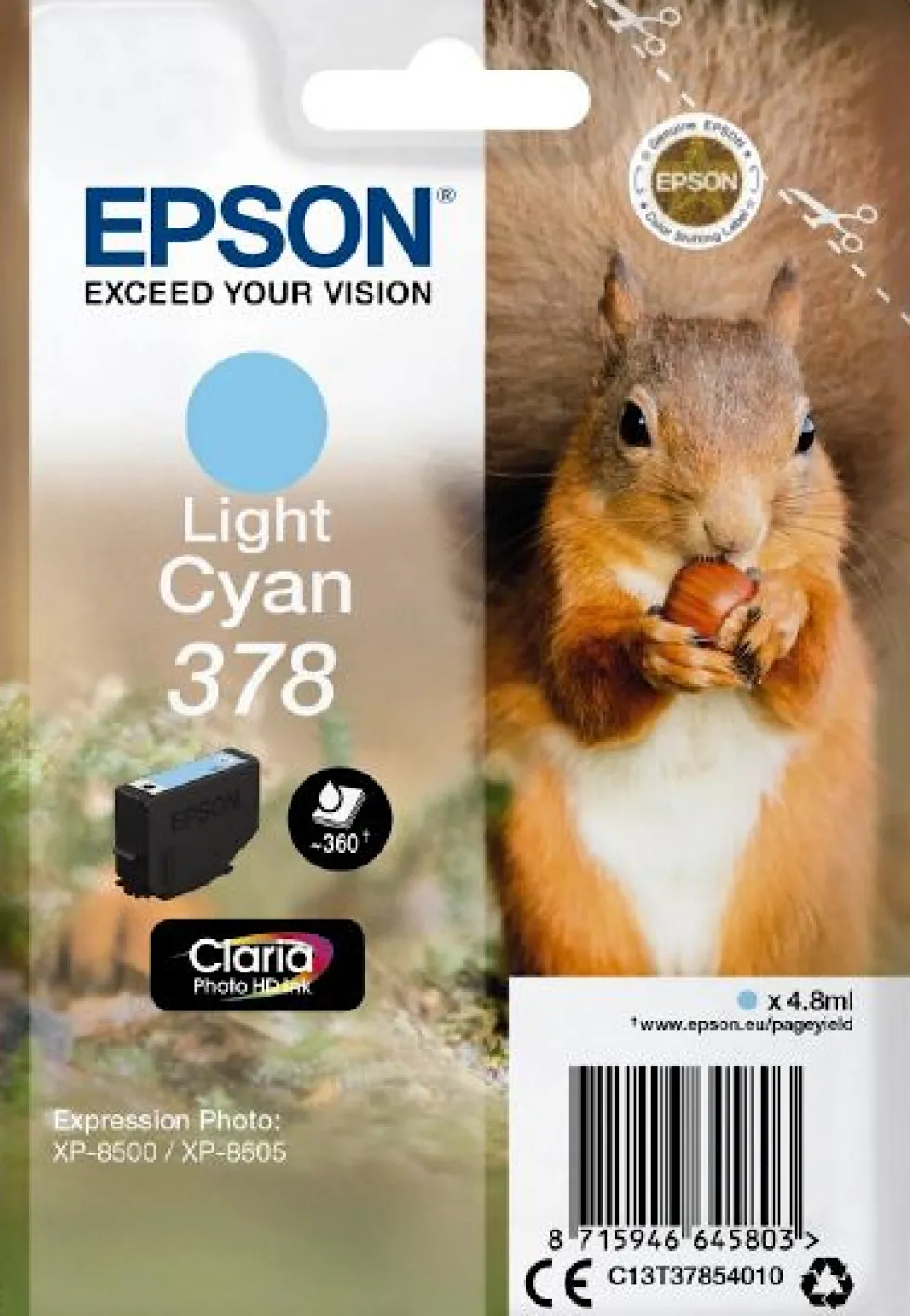 Bläckpatron EPSON C13T37854010 Ljus Cyan