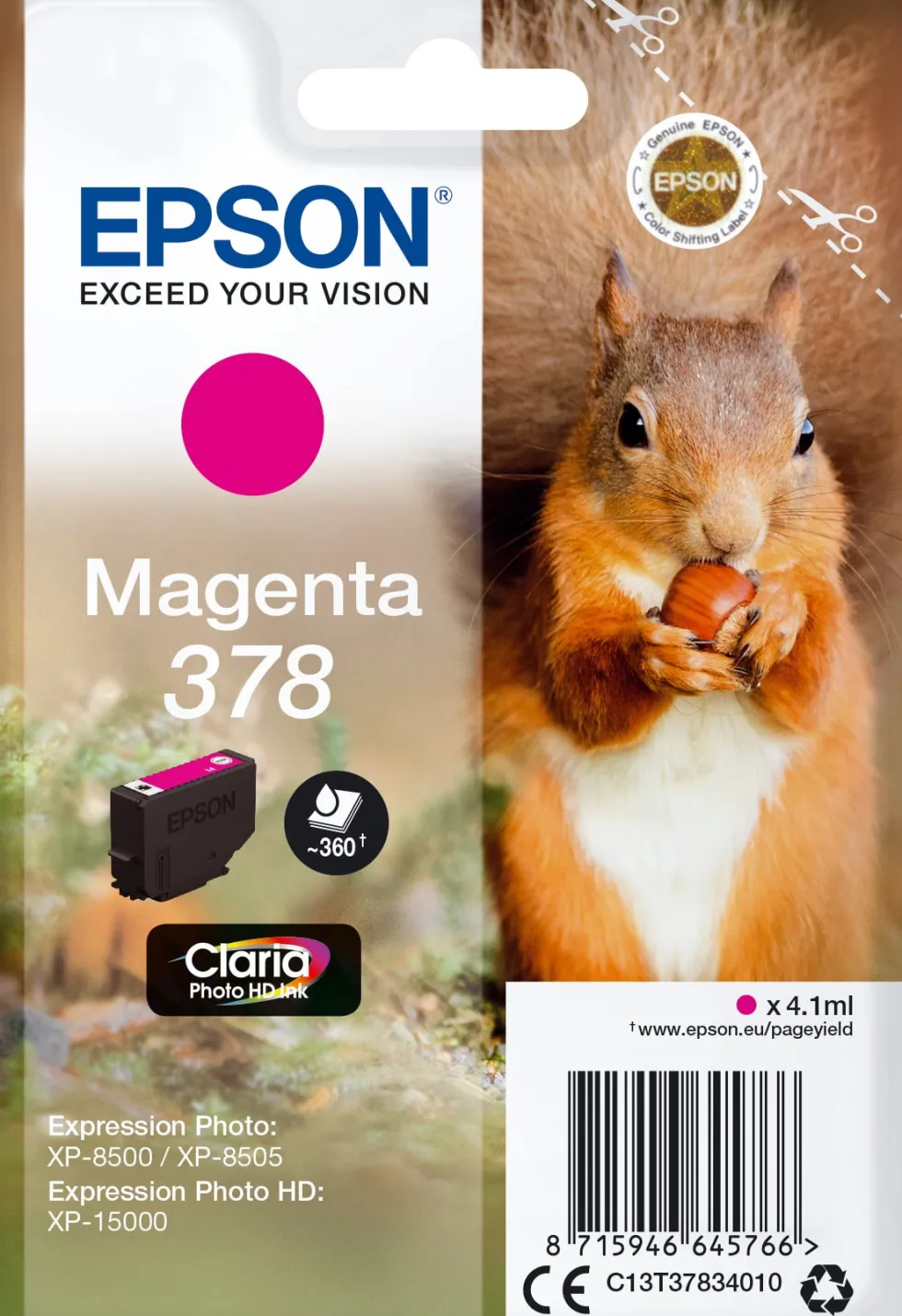 Bläckpatron EPSON C13T37834010 Magenta