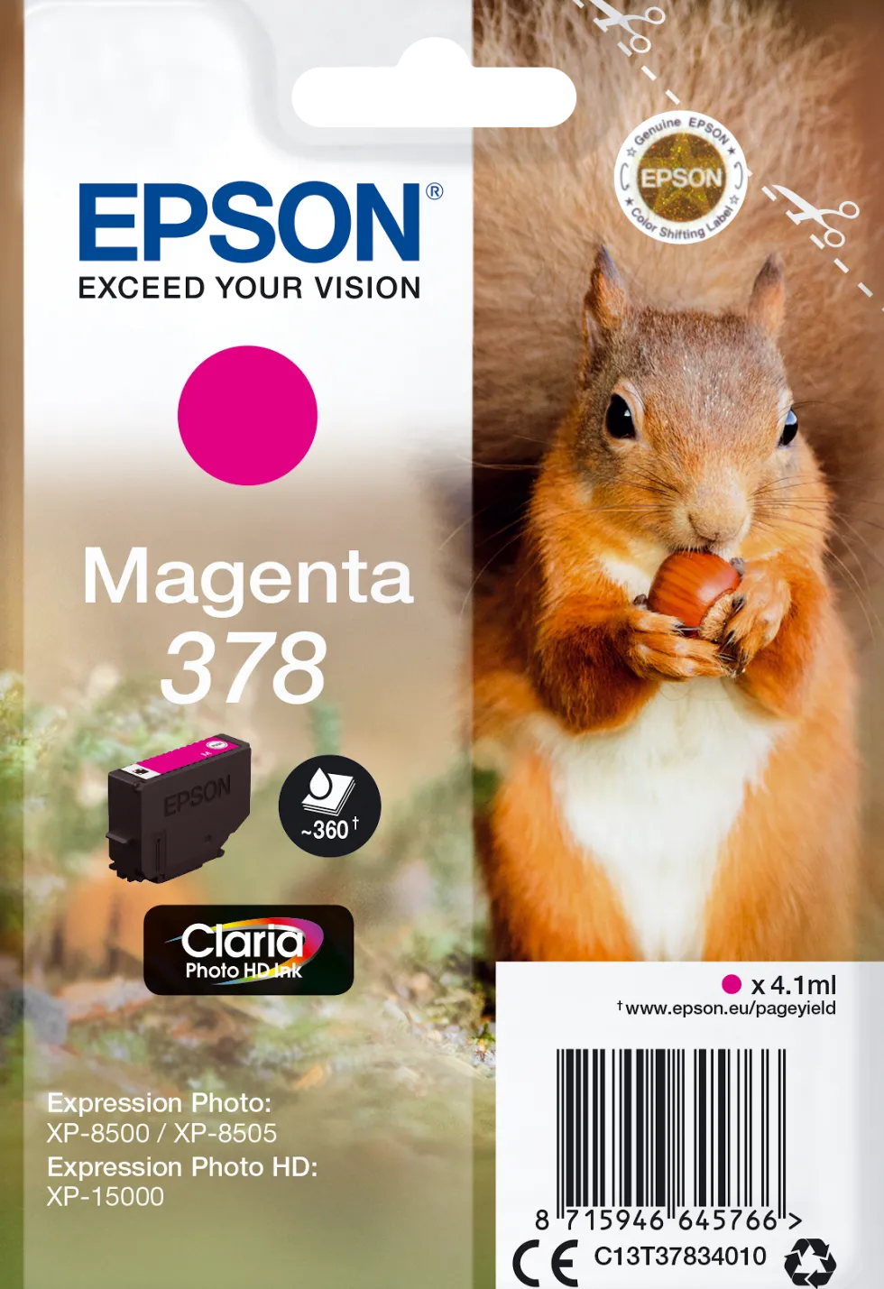 Bläckpatron EPSON C13T37834010 Magenta