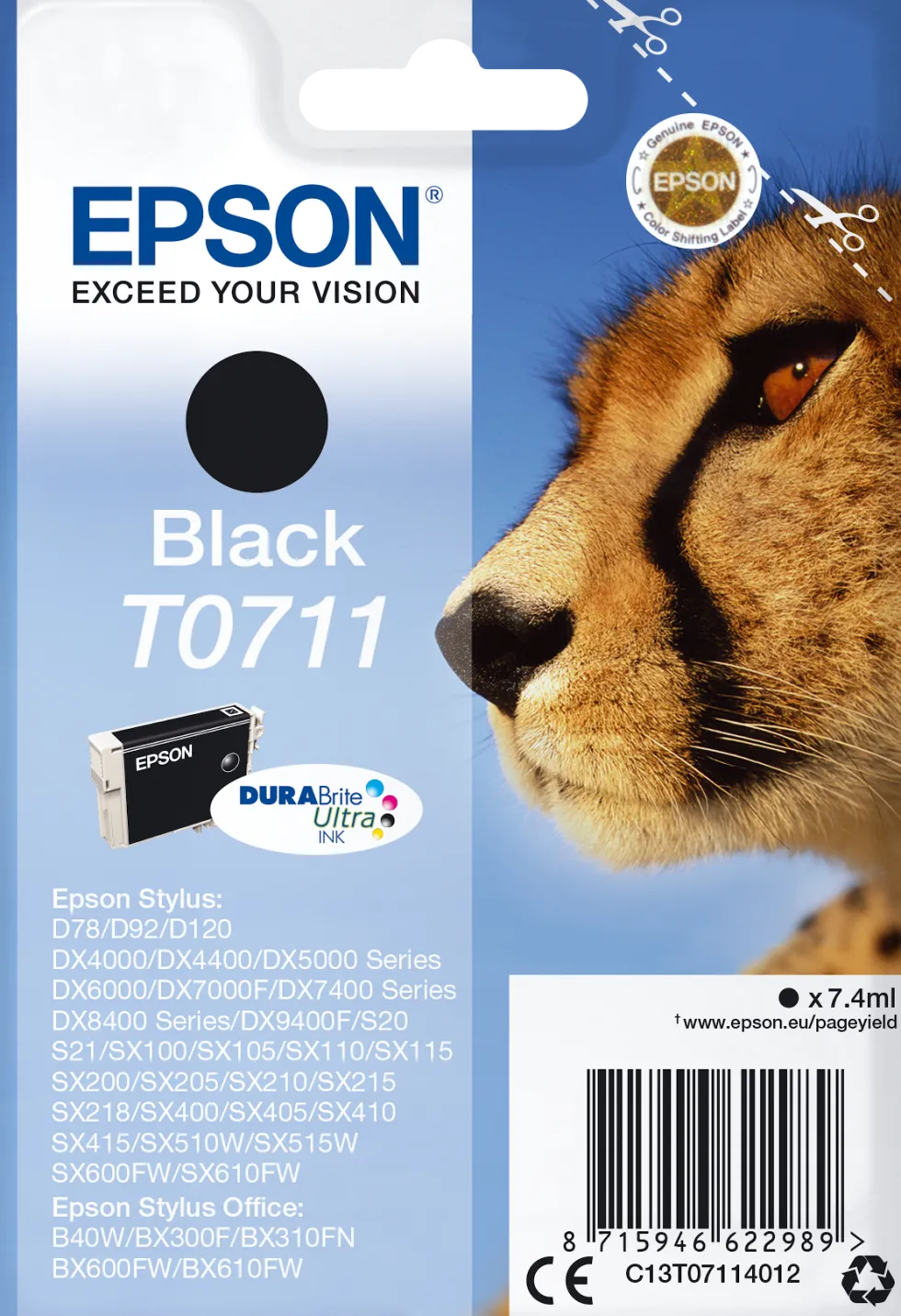Bläckpatron EPSON C13T07114012 svart