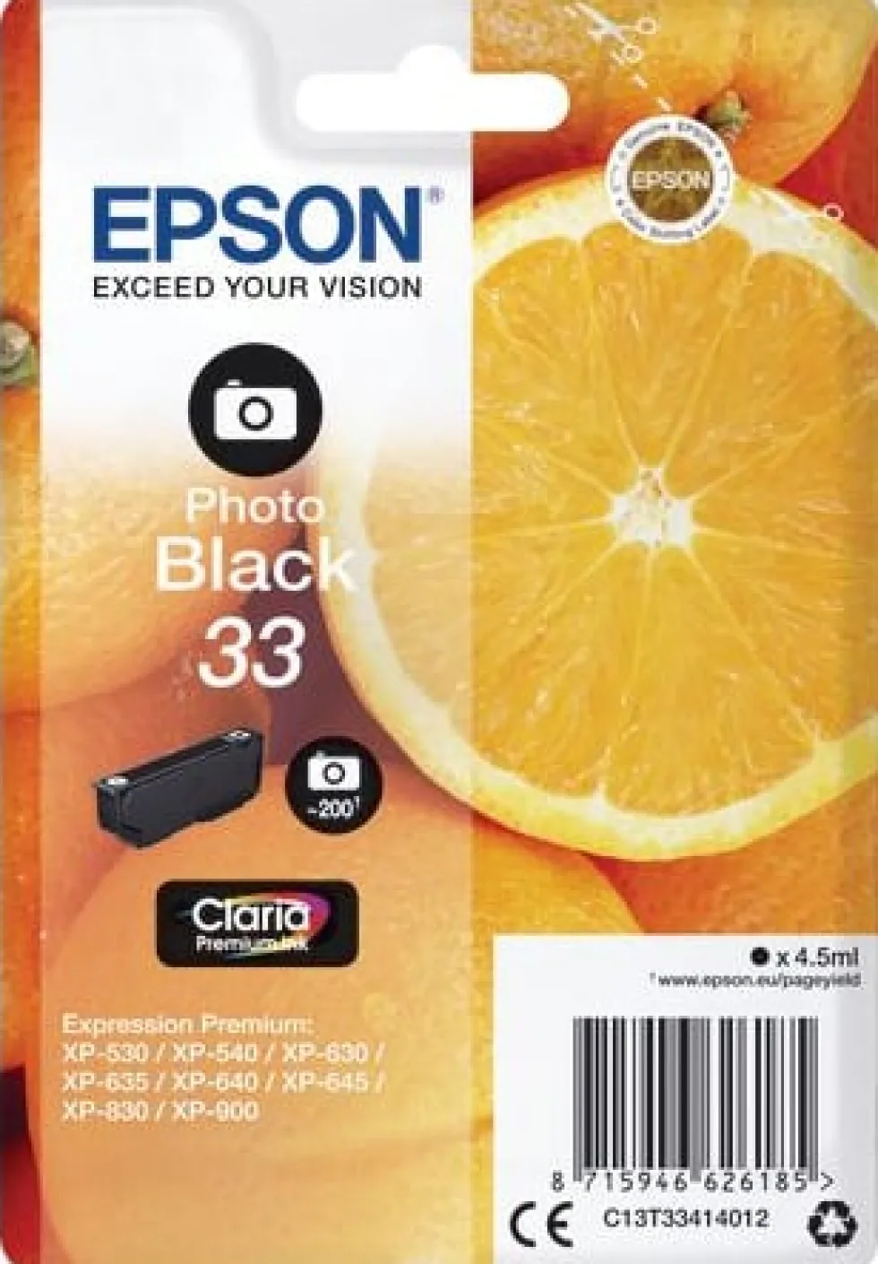 Bläckpatron EPSON C13T33414012 svart