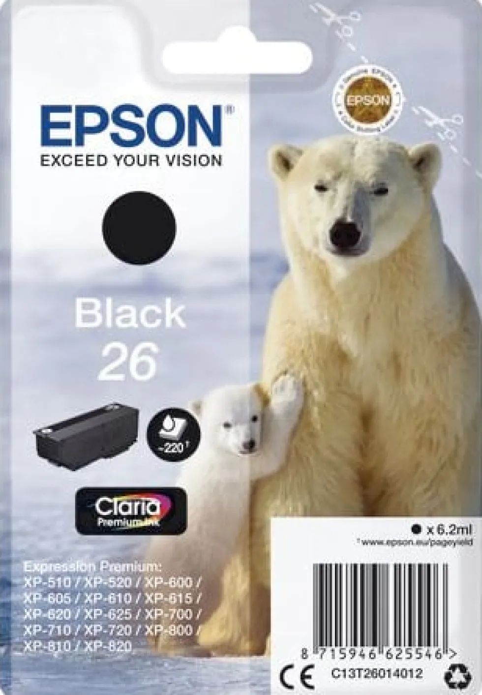 Bläckpatron EPSON C13T26014012 Svart