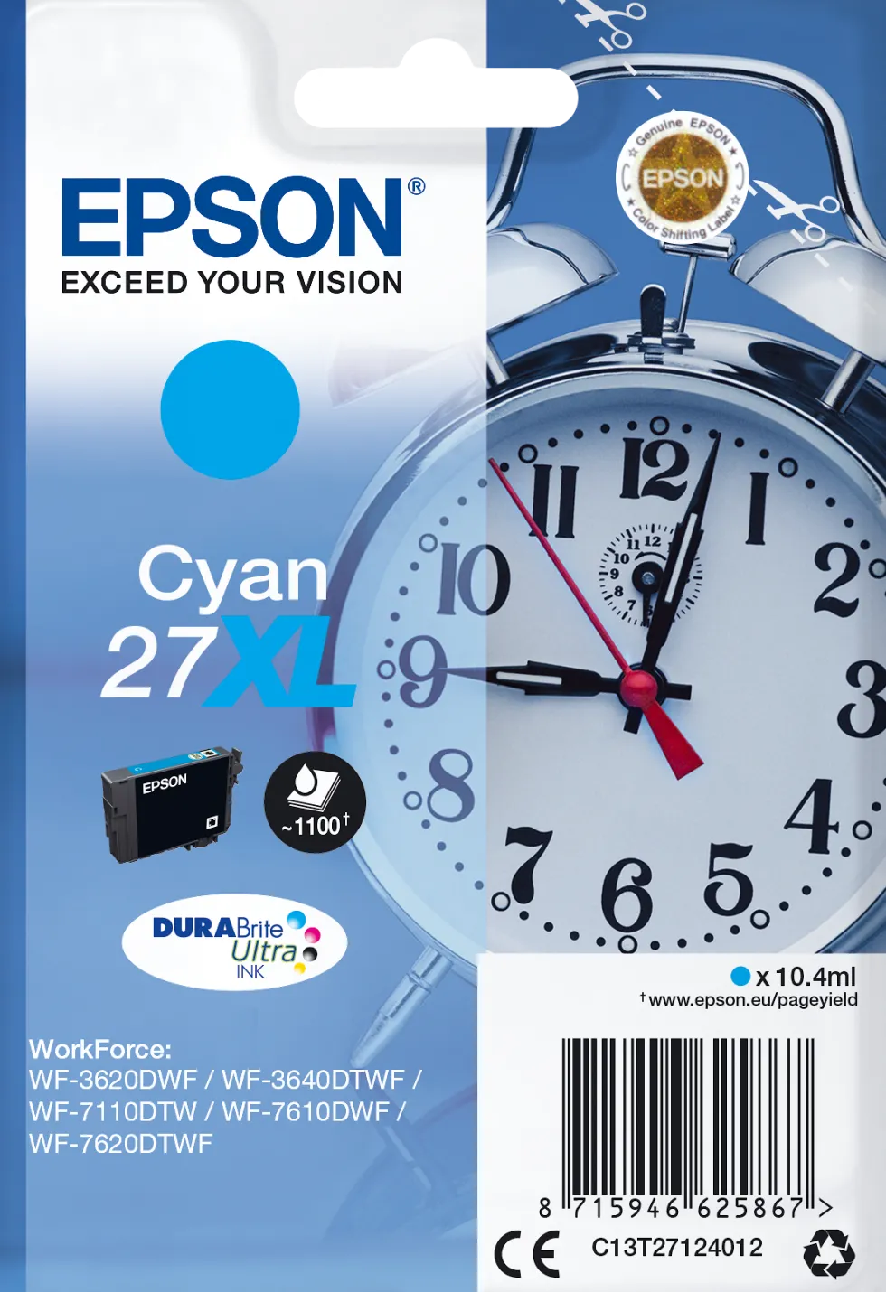 Bläckpatron EPSON C13T27124012 XL cyan