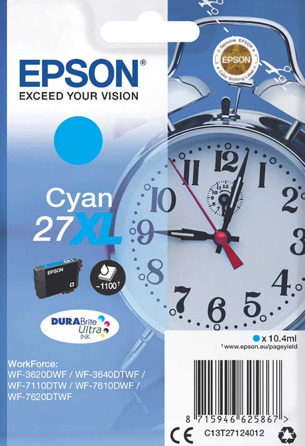 Bläckpatron EPSON C13T27124012 XL cyan