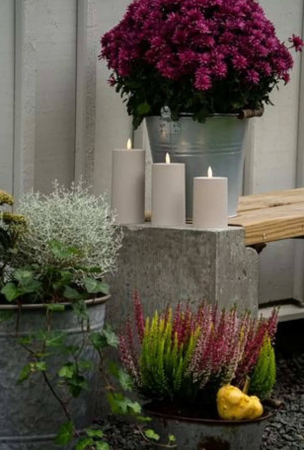 Blockljus KONSTSMIDE LEDtimer beige 12cm