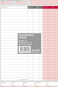 Bokföringsorder A4 50blad
