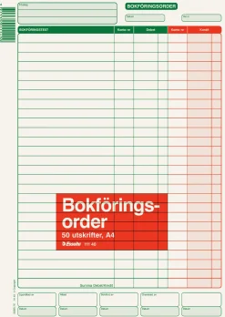 Bokföringsorder A4 utan kopia, 50 blad