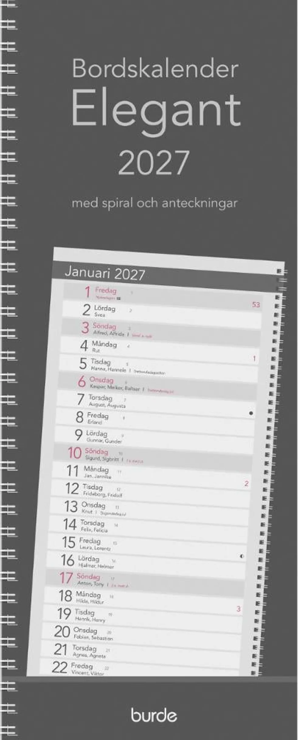 Bordskalender Elegant 2027 spiral