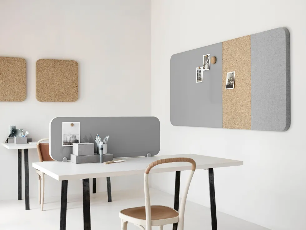 Bordsskärm & Skrivtavla Mood Fabric Table, 1000x350mm, Grå