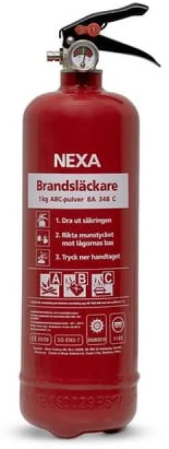 Brandsläckare NEXA 1kg pulver 8A röd