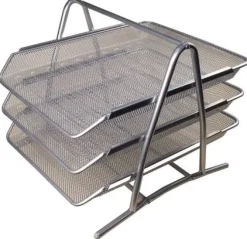 Brevkorgsset Nät Silver, metall, 3 fack, 300x360x260mm