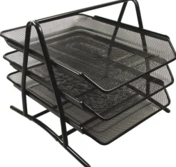 Brevkorgsset Nät Svart, metall, 3 fack, 300x360x260mm