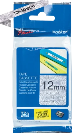 Brother 12mm x 4m Silver lace pattern tape