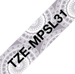 Brother 12mm x 4m Silver lace pattern tape