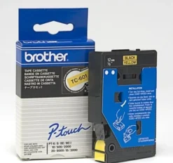 Brother märktejp TC 601 12mm svart/gul
