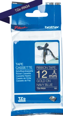 Brother TZeR tape 12mm x 4m gold on dark blue