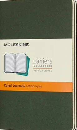 Cahier Journal Linjerad Pocket Grön 3-Pack