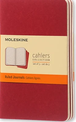 Cahier Journal Linjerad Pocket Röd 3-Pack