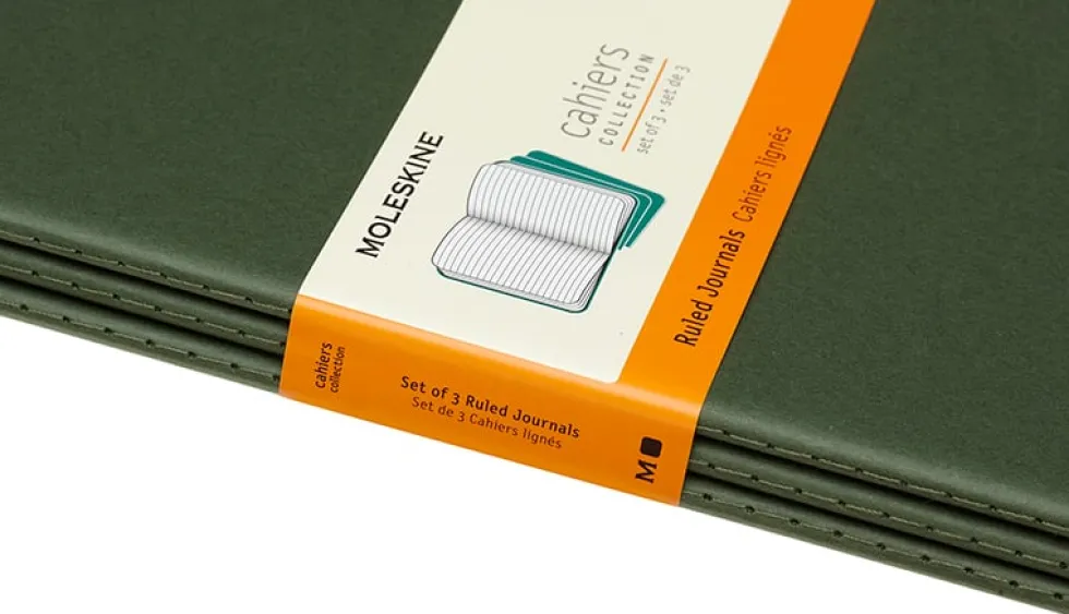 Cahier Journal Linjerad XL Grön 3 Pack