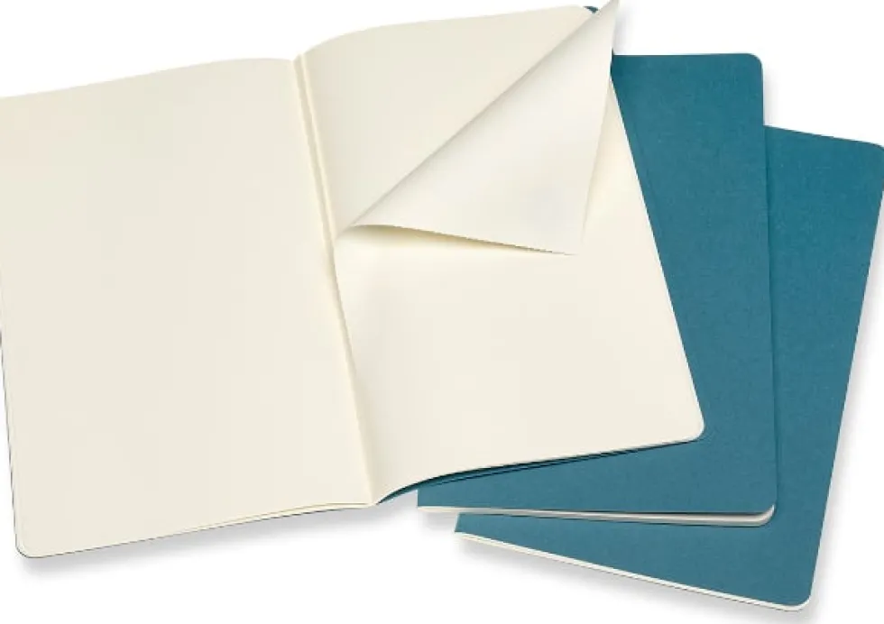 Cahier Journal Olinjerad Large Brisk Blue 3-Pack