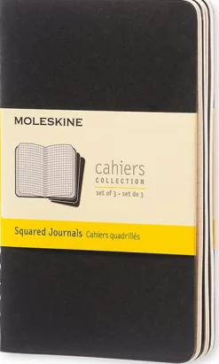 Cahier Journal Rutad Pocket Svart 3-Pack