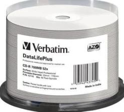 CD-R AZO, 52X, DL + Wide Printable (50)
